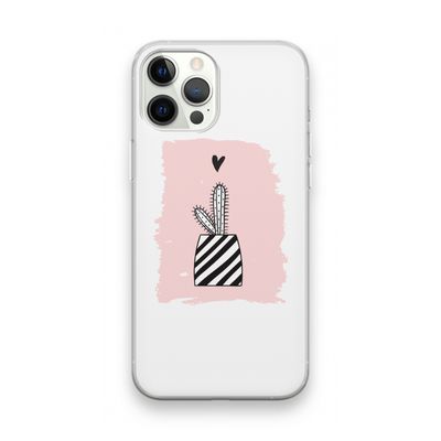 Zwart-wit cactus: iPhone 12 Pro Max Transparant Hoesje