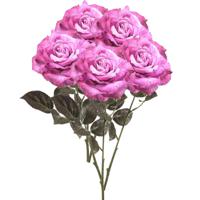 Kunstbloem roos Pascal - 5x - roze - 65 cm - decoratie bloemen