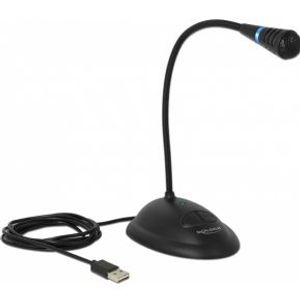 Delock 65871 USB Zwanenhalsmicrofoon met voet en mute + aan/uitknop