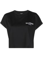 Balmain t-shirt crop à logo imprimé - Noir