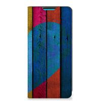 Samsung Galaxy A73 Book Wallet Case Wood Heart - Cadeau voor je Vriend