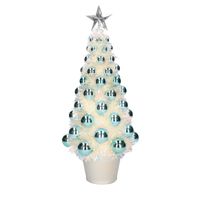 Complete mini kunst kerstboom / kunstboom blauw met lichtjes 40 cm