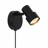 Wandlamp met stekker zwart &apos;Boston&apos; GU10 verstelbaar