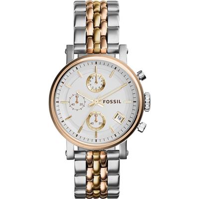 Fossil Dames ES3840 &apos;Original Boyfriend&apos; chronograaf tweekleurig roestvrijstalen horloge