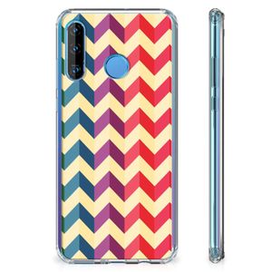 Huawei P30 Lite Doorzichtige Silicone Hoesje Zigzag Multi Color