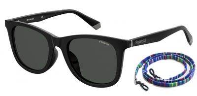 Polaroid zonnebril 6112/F/S vierkant unisex zwart/grijs Polaroid zonnebril 6112/F/S vierkant unisex zwart/grijs