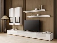 Tv-meubel set BABEL 5 deuren wit/hoogglans wit met verlichting zonder salontafel