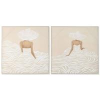 Canvas Home ESPRIT Wit Beige Jurk Scandinavisch 82,5 x 3,5 x 82,5 cm (2 Stuks)
