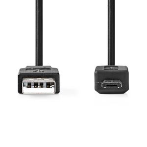 Nedis USB-Kabel | USB 2.0 | USB-A Male | USB Micro-B Male | 480 Mbps | Vernikkeld | 1.00 m | Rond | PVC | Zwart | Doos - CCGB60500BK10