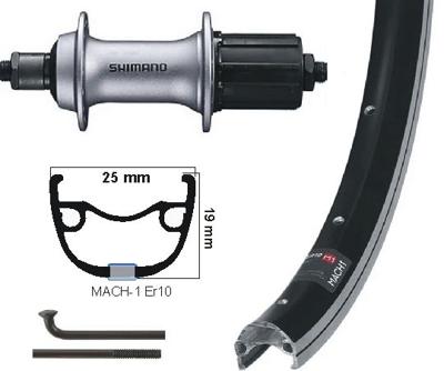 Kgs achterwiel 28 inch (622) mach1 er10 zw/zilver cassette 8/9 sp uitval