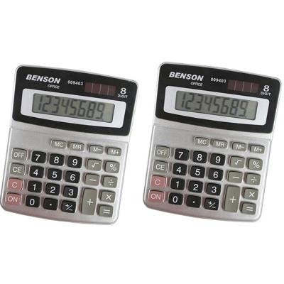 Benson Basic bureau rekenmachine - Set van 2x stuks - voor kantoor of school - calculator - solar