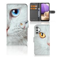 Samsung Galaxy A32 4G | Telefoonhoesje | Met pasjeshouder | Witte Kat Samsung Galaxy A32 4G | Telefoonhoesje | Met pasjeshouder | Witte Kat