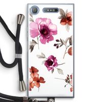Geschilderde bloemen: Sony Xperia XZ1 Transparant Hoesje met koord