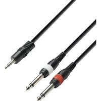 Audiokabel 3,5 mm jackplug/2 x 6,3 mm jackplug - thumbnail
