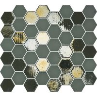 The Mosaic Factory Valencia hexagon glasmozaïek tegels 28x33 khaki - thumbnail