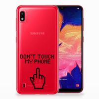 Samsung Galaxy A10 Silicone-hoesje Finger Don't Touch My Phone - thumbnail