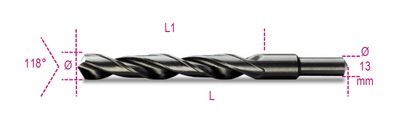 Beta Spiraalboren, korte uitvoering, schacht gereduceerd tot 13 mm HSS gewalst 410A 19,00 - 004100297