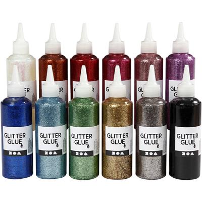 Creativ Company Glitterlijm, diverse kleuren, 12x118 ml/ 1 doos