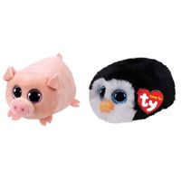 Ty - Knuffel - Teeny Ty's - Curly Pig & Waddles Penguin - thumbnail