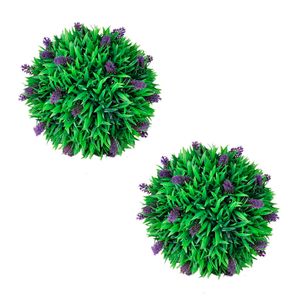VidaXL 2-delige kunstbuxussenset bolvormig met lavendel 30 cm