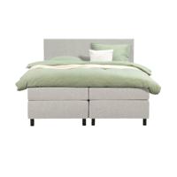 Leen Bakker - Boxspring Liv Egaal - Ecru - 160x200 Cm - Ronde Poot - Stof - Crème