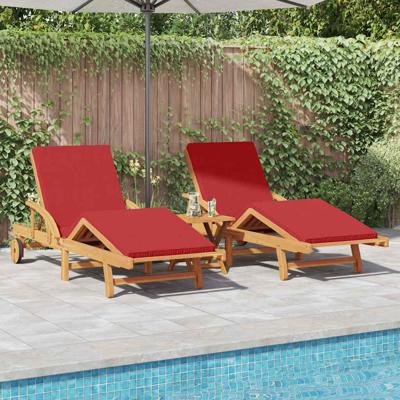 Ligstoel 2 pcs Rood 200 x 67 x 84cm Massief acaciahout