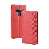 Magnetische gesp retro Crazy Horse textuur horizontale Flip lederen case fo LG G8S ThinQ met houder & kaartsleuven & fotolijstjes (rood)