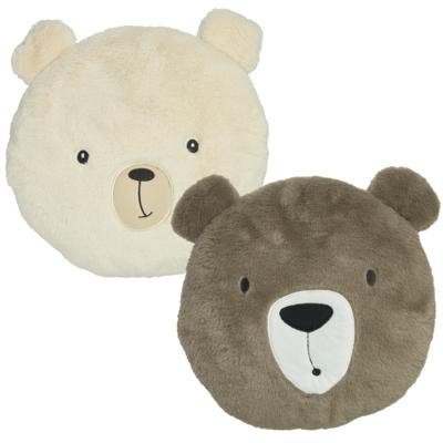 Dieren sierkussen kinderkamer - beer - bruin / wit - 30 cm - 2 stuks
