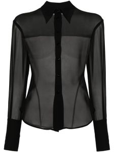 The Attico chemise Lily en chiffon - Noir