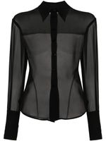 The Attico chemise Lily en chiffon - Noir - thumbnail