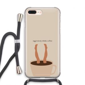 Aggressively drinks coffee: iPhone 8 Plus Transparant Hoesje met koord