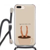 Aggressively drinks coffee: iPhone 8 Plus Transparant Hoesje met koord