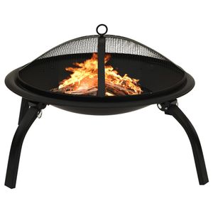 Vuurplaats en barbecue 2-in-1 met pook 56x56x49 cm staal