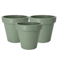 Pro Garden Plantenpot/bloempot - 3x - Tuin buiten - kunststof - groen - D30 cm