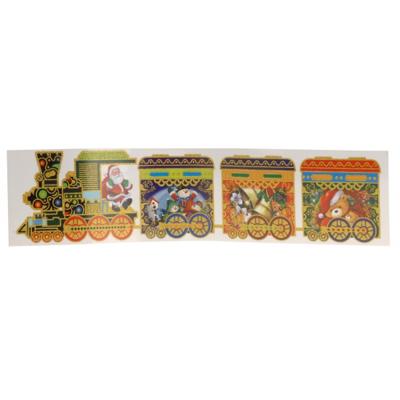 Kerst raamstickers - kersttrein - vel 64 x 15 cm - raamversiering - kerstversiering