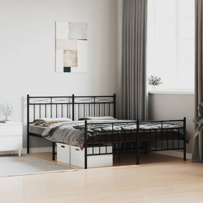 Bedframe met voetbord zonder matras metaal zwart 160x200 cm