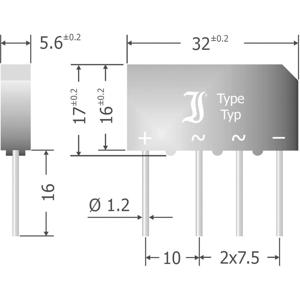 Diotec B500C5000-3300A Bruggelijkrichter SIL-4 1000 V 5 A Eenfasig