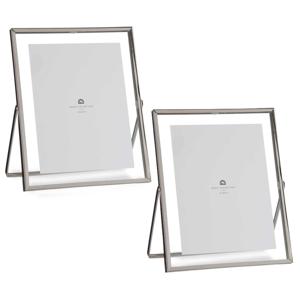 Giftdecor Fotolijstje voor 15 x 20 cm foto - 2x - zilver - metaal - Modern - frame 20 x 25 cm - staa