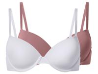 esmara Set van 2 dames T-shirt-BH's (Roze/wit, 85C)
