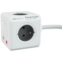 Allocacoc 9720/FREXWF PowerCube Extended WiFi 4 Sockets Type E Wit/Grijs - 1,5 meter - thumbnail