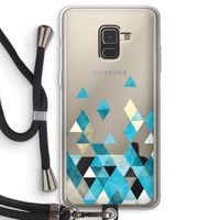 Gekleurde driehoekjes blauw: Samsung Galaxy A8 (2018) Transparant Hoesje met koord