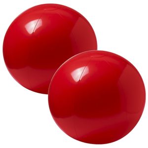 2x stuks opblaasbare strandballen extra groot plastic rood 40 cm