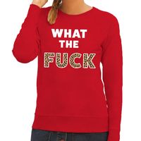 What the Fuck tijger print tekst sweater rood voor dames - thumbnail