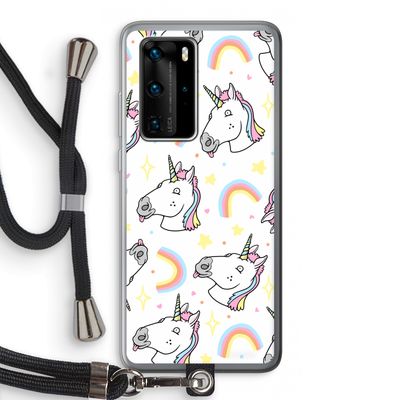 Rainbow Unicorn: Huawei P40 Pro Transparant Hoesje met koord