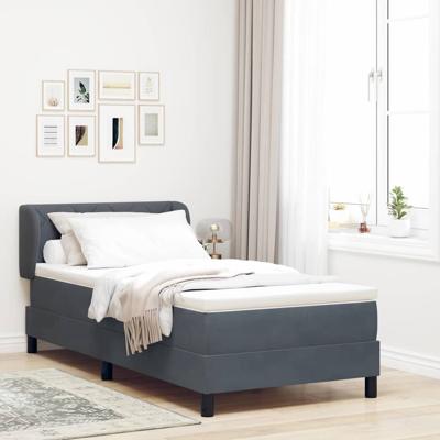 Boxspringbed met matras fluweel donkergrijs 90x190 cm