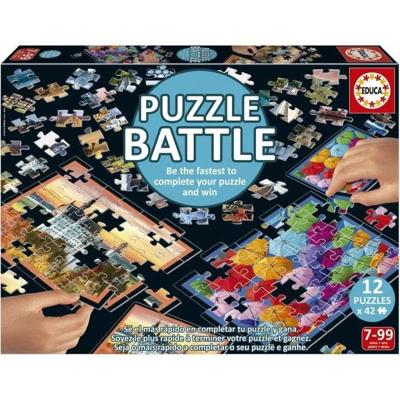 Puzzel - EDUCA - Battle Travel - 12 puzzels - 42 stukjes - Thema Reizen en kaarten