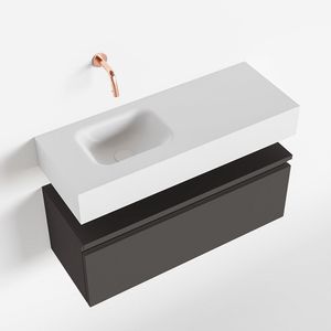 Toiletmeubel Mondiaz Andor | 80 cm | Meubelkleur Dark grey | Lex vrijhangend wastafel Talc Links | Zonder kraangat