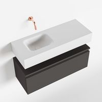 Toiletmeubel Mondiaz Andor | 80 cm | Meubelkleur Dark grey | Lex vrijhangend wastafel Talc Links | Zonder kraangat