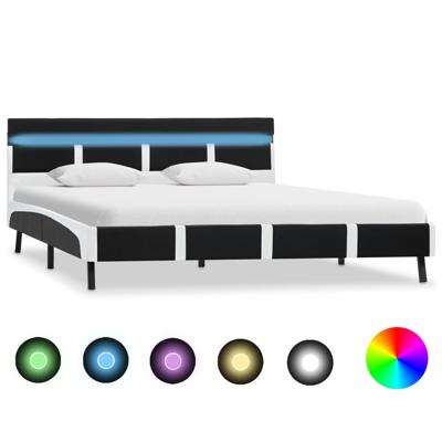 Bedframe met LED kunstleer zwart 140x200 cm