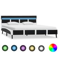 Bedframe met LED kunstleer zwart 140x200 cm